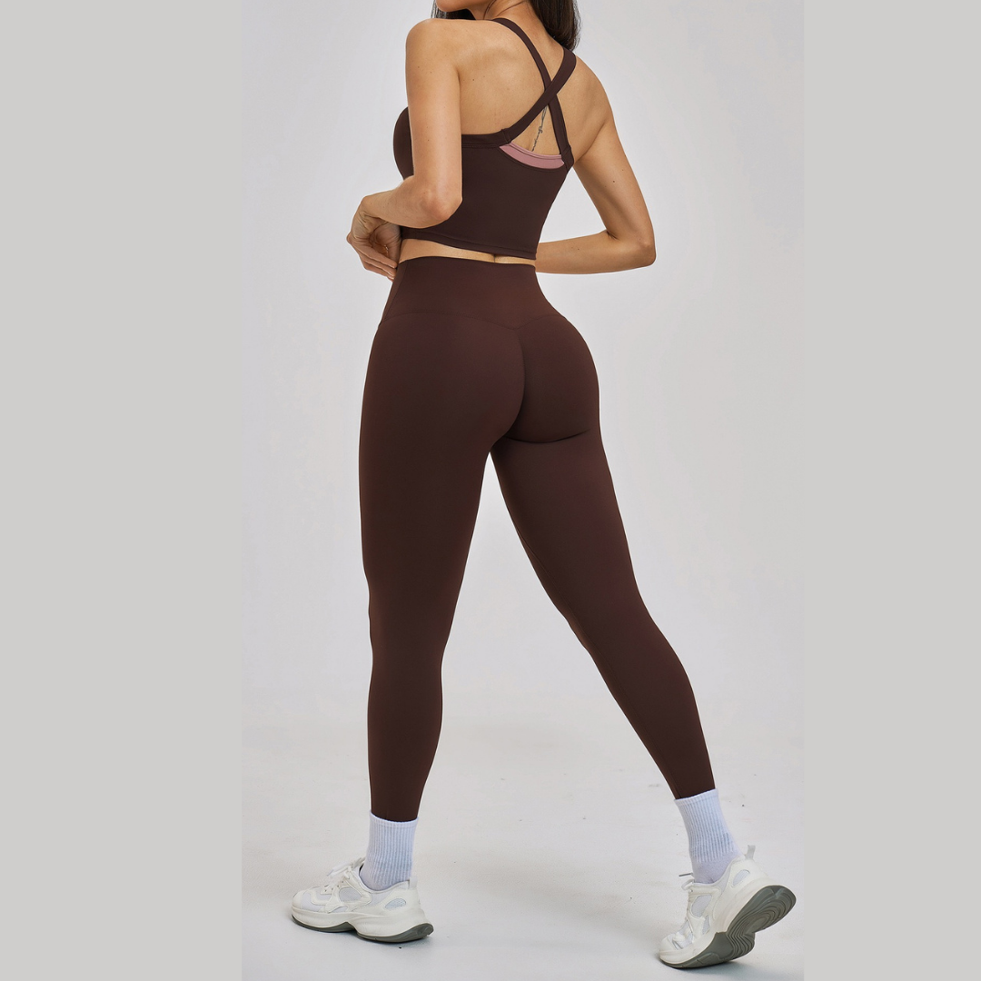 GRACE Stylish Sporty Legging Set - Coffee