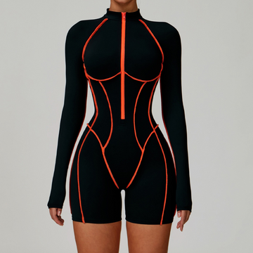 Electric Sexy Romper - Black Orange