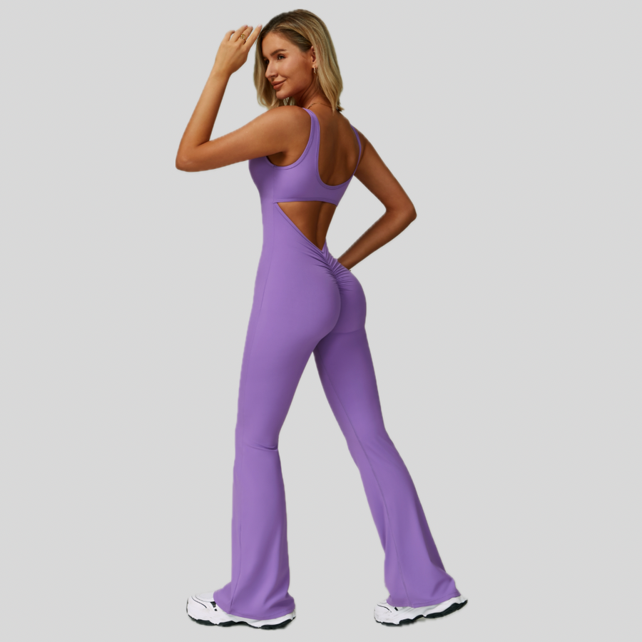 Sexy Stylish Bell Bottom Jumpsuit - Lavender