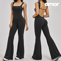 NINA Open Back Flare Jumpsuit - Black
