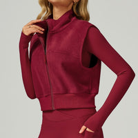 Cozy Winter Fleece Lined Vest Top - Cherry