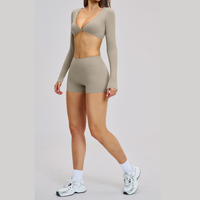 ALICE Contour Long Sleeve Short Set - Beige
