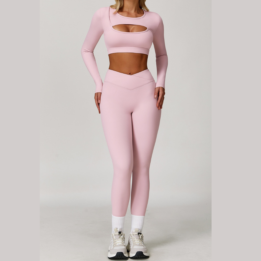 Cici Stylish Long Sleeve Legging Set - Pink