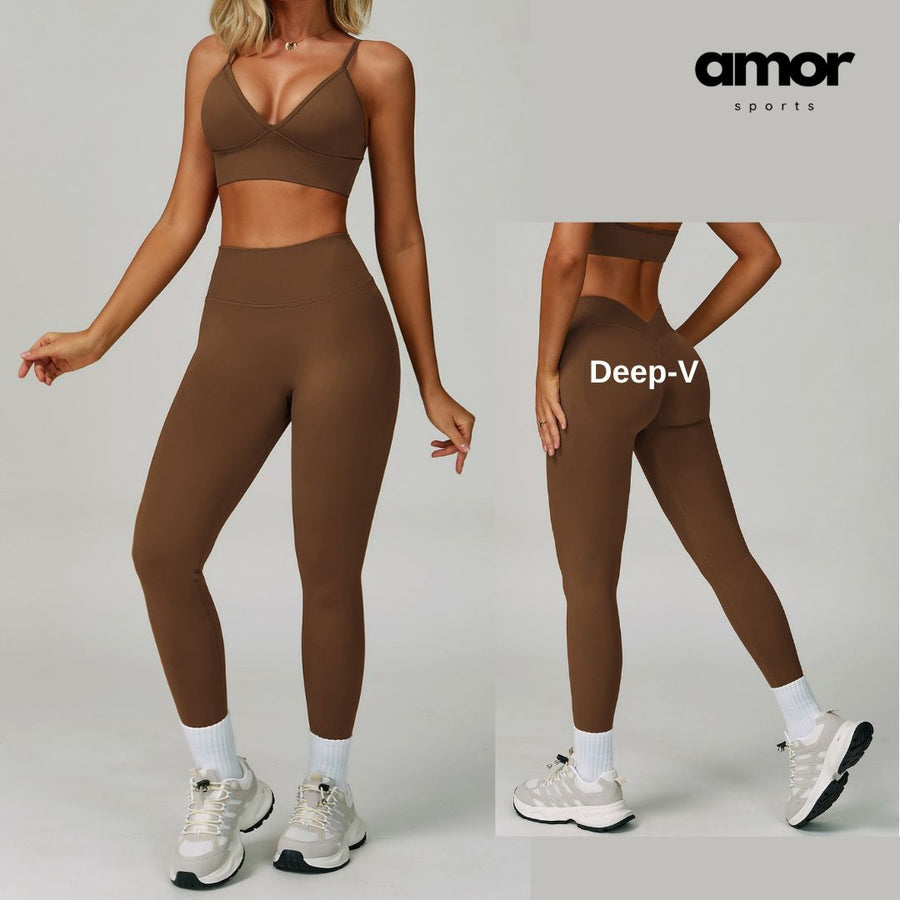 Sculpt & Slay Seamless Legging Set - Coffee