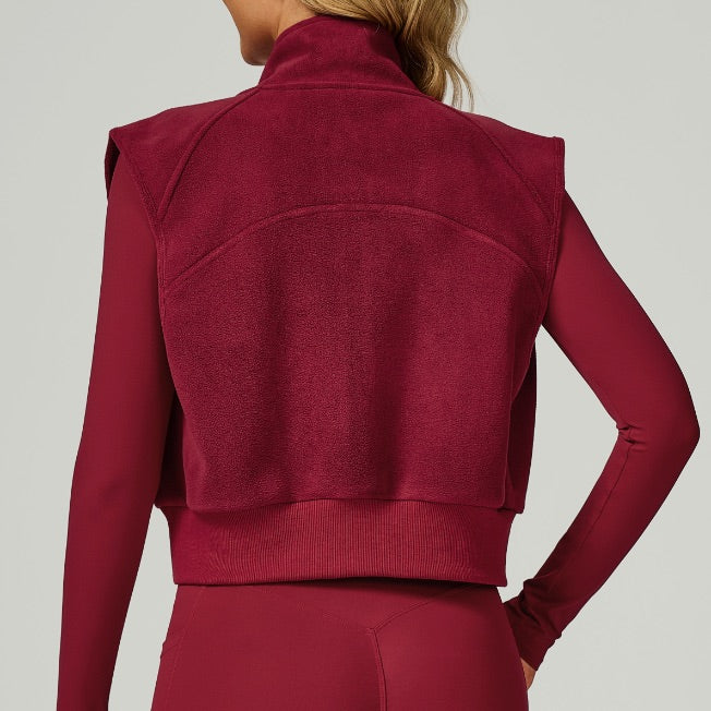 Cozy Winter Fleece Lined Vest Top - Cherry