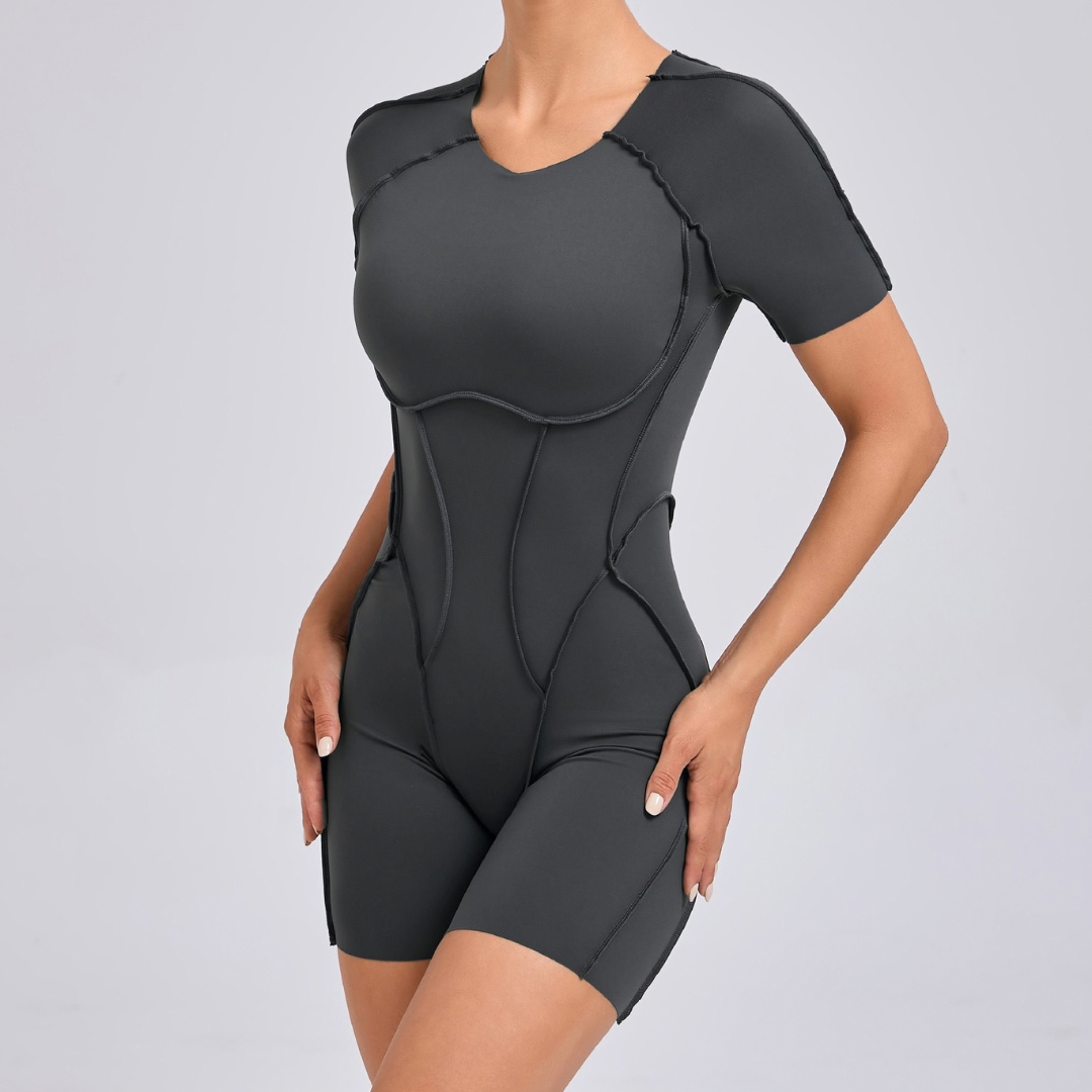 ANNA Scrunched Romper - Dark Grey