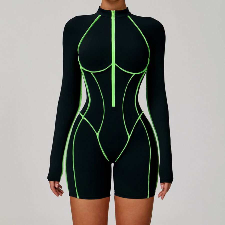 Electric Sexy Romper - Black Green