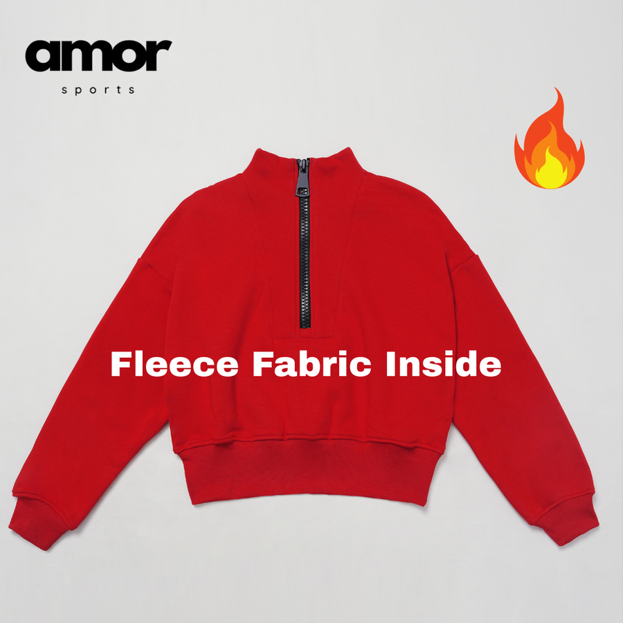 Classic Stylish Big Zip Winter Jumper - Red