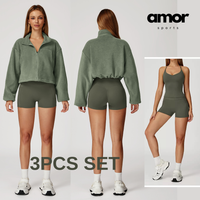 3pcs Coral Fleece Jumper Active Set - Green