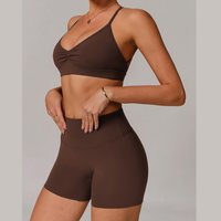 ELINA Comfy Sports Bra with Short Set - Coffee