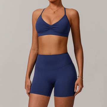 ELINA Comfy Sports Bra with Short Set - Blue