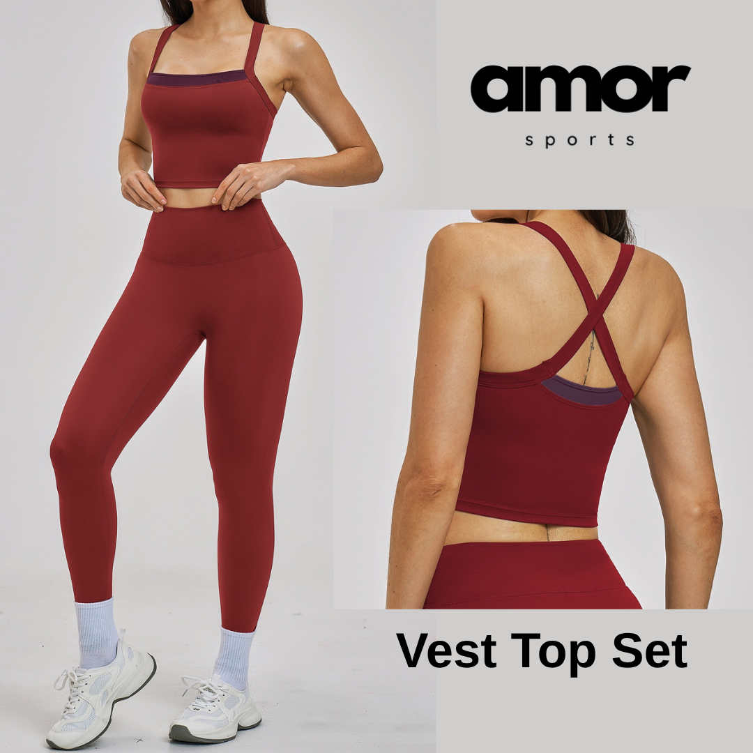 GRACE Stylish Sporty Legging Set - Merlot