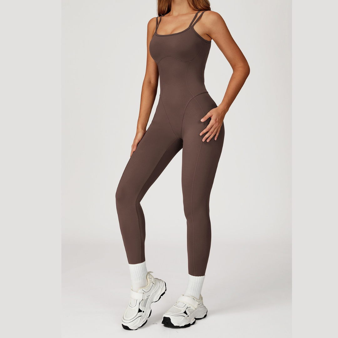 DIVA Cross-Back Sculpt Jumpsuit - Brown