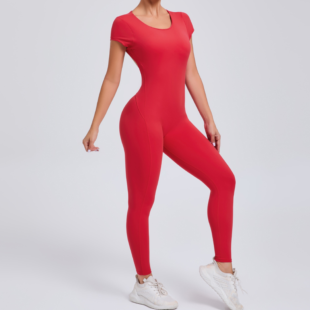 Sabrina Backless Stylish Jumpsuit - Red