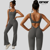 Sexy Stylish Bell Bottom Jumpsuit - Coal Grey