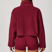 Winter Premium Coral Fleece Zip Jumper - Cherry
