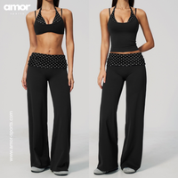 ENA Polka Dot Flared Legging Set - Black