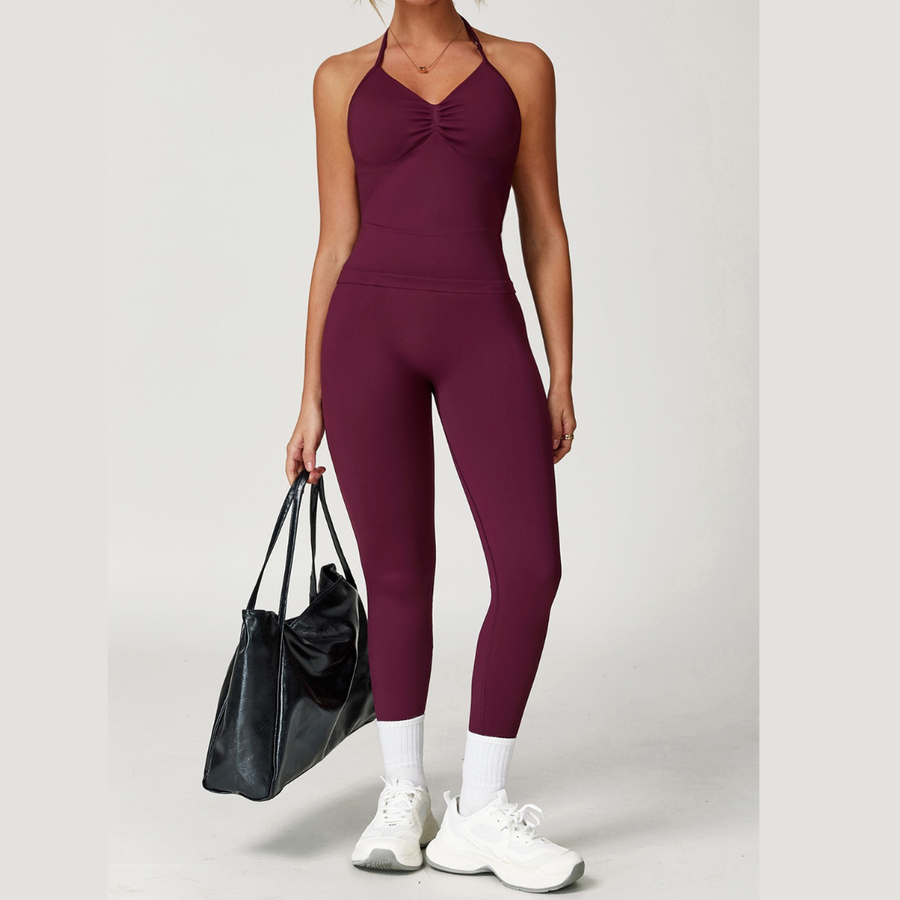 Angela Seamless Sculpt Legging Set - Burgundy