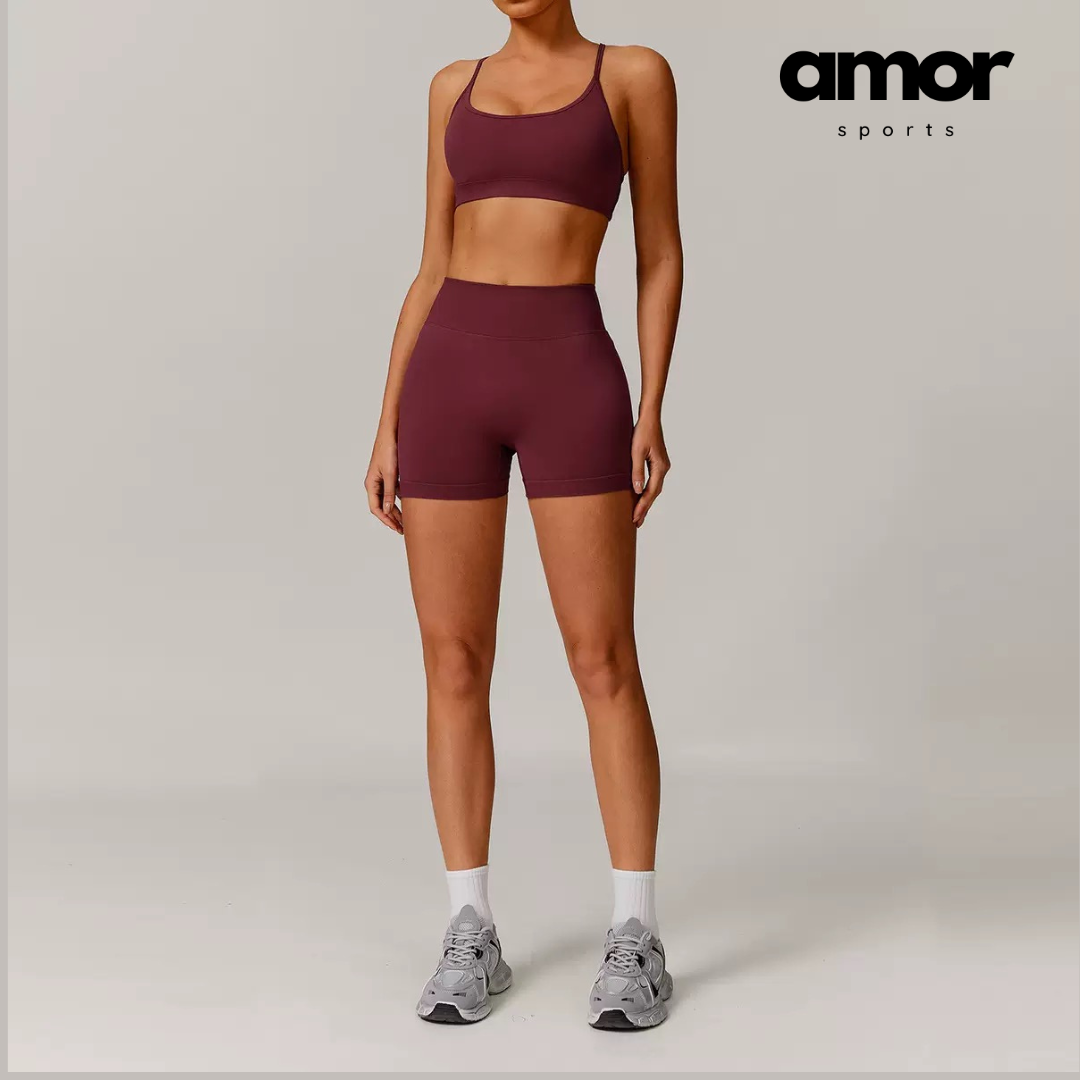 Sino Seamless Stylish Short Set - Burgundy