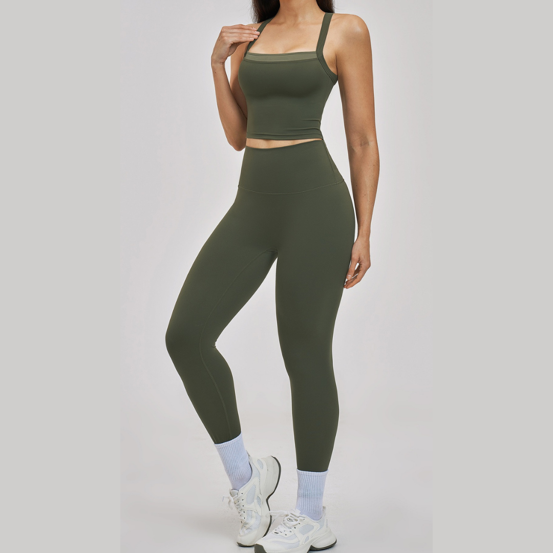 GRACE Stylish Sporty Legging Set - Olive Green