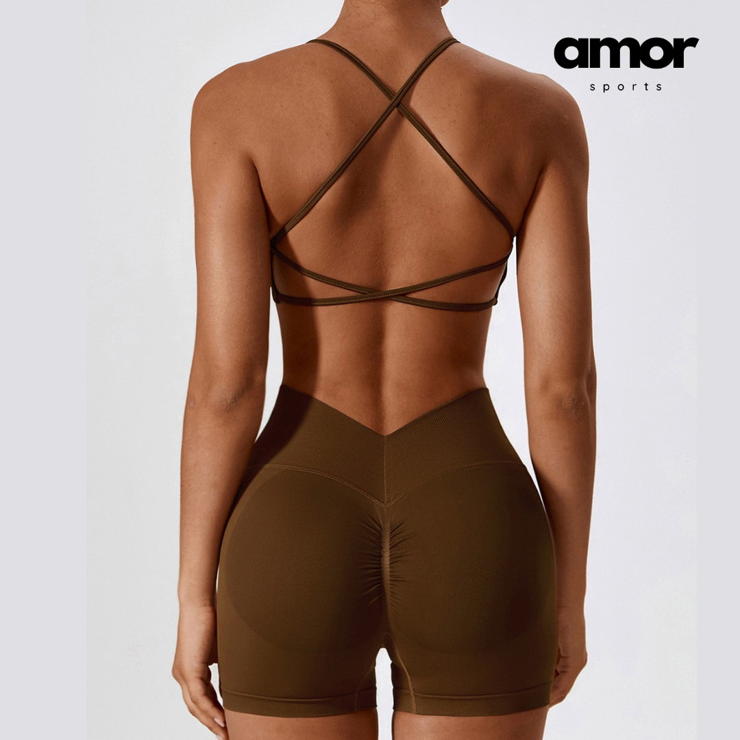 Sino Seamless Stylish Short Set - Brown