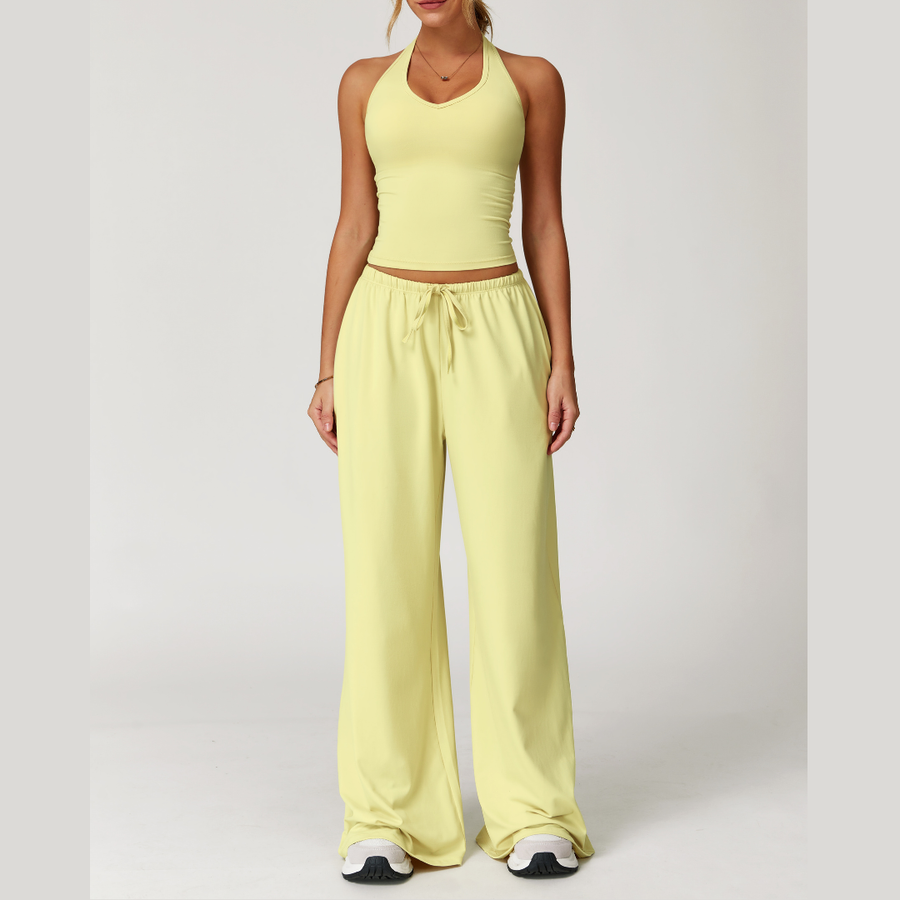 Σετ Κολάν με Φλατ Γιλέκο Aspasia - Κίτρινο