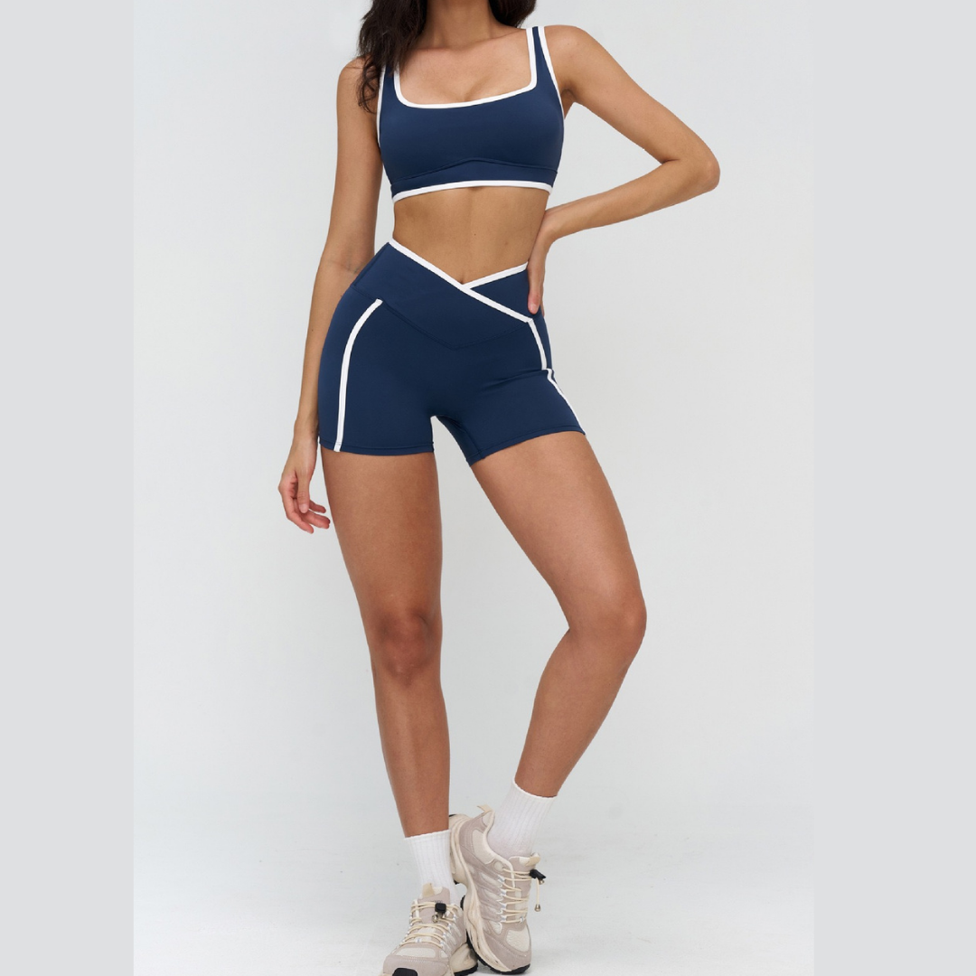 SANDRA Stylish Elegance Short Set - Navy