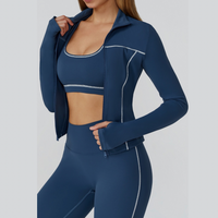 Sporty Chic 3pcs Jacket Legging Set - Blue