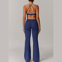 ELINA Comfy Sports Bra Flared Legging Set - Blue