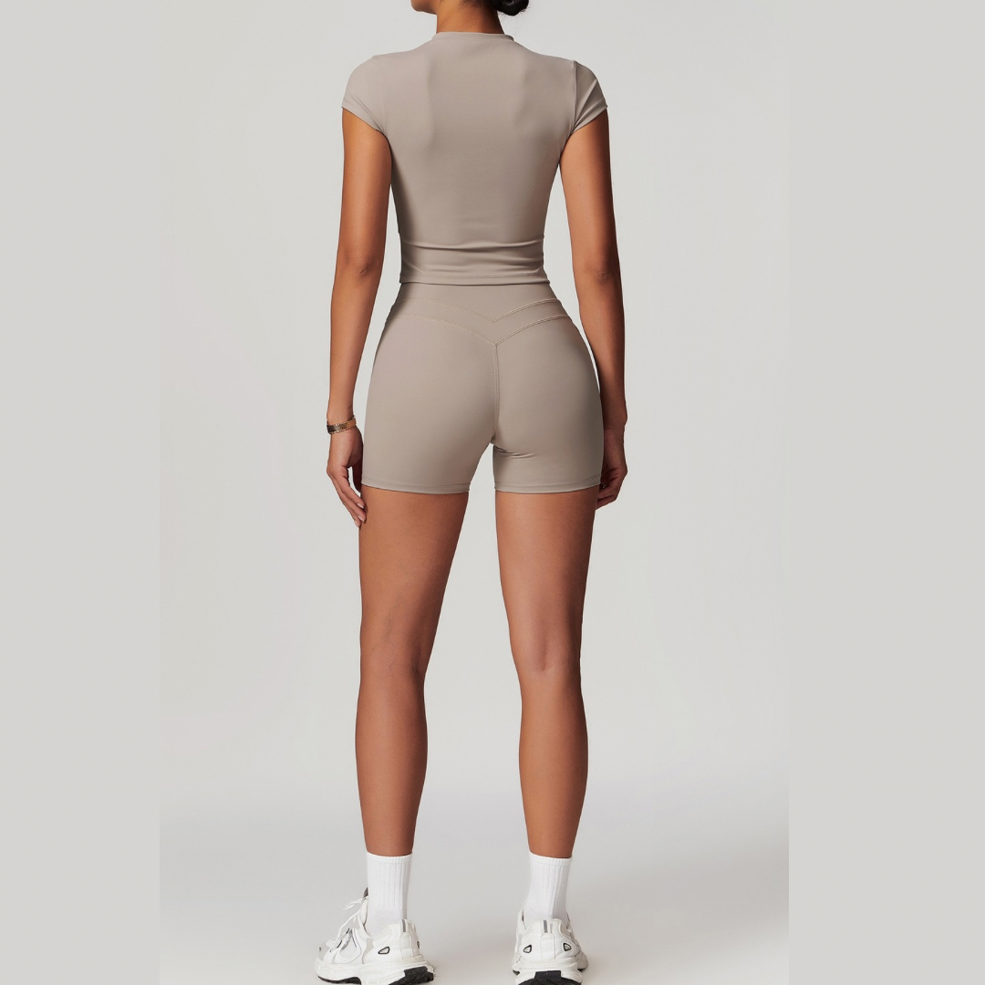 STELLA Short Sleeve Short Set - Ice Latte