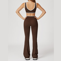 QUEENI Stylish Flared Legging Set - Coffee