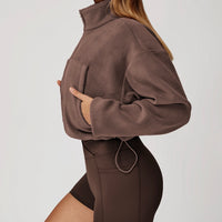 Winter Premium Coral Fleece Zip Jumper - Brown