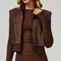 Cozy Winter Fleece Lined Vest Top - Coffee
