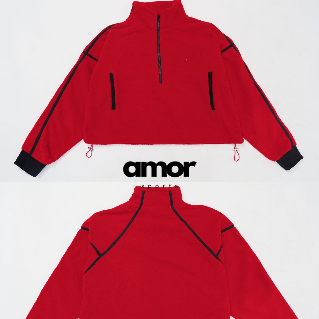 Fluffy Winter Adjustable Fleece Jumper - Red