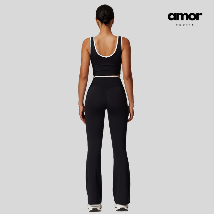 QUEENI Vest Top Legging Set - Black