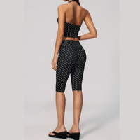 Polka Dot Elegant Cropped Legging Set - Black
