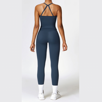 CHRISTIA Cross Back Vest Top Legging Set - Navy