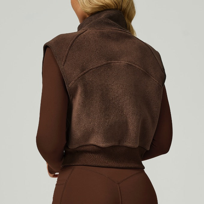 Cozy Winter Fleece Lined Vest Top - Coffee