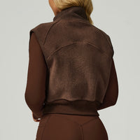 Cozy Winter Fleece Lined Vest Top - Coffee