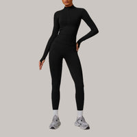 Sleek Seamless 3pcs Jacket Legging Set - Black