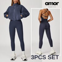 3pcs Coral Fleece Jumper Active Set - Navy