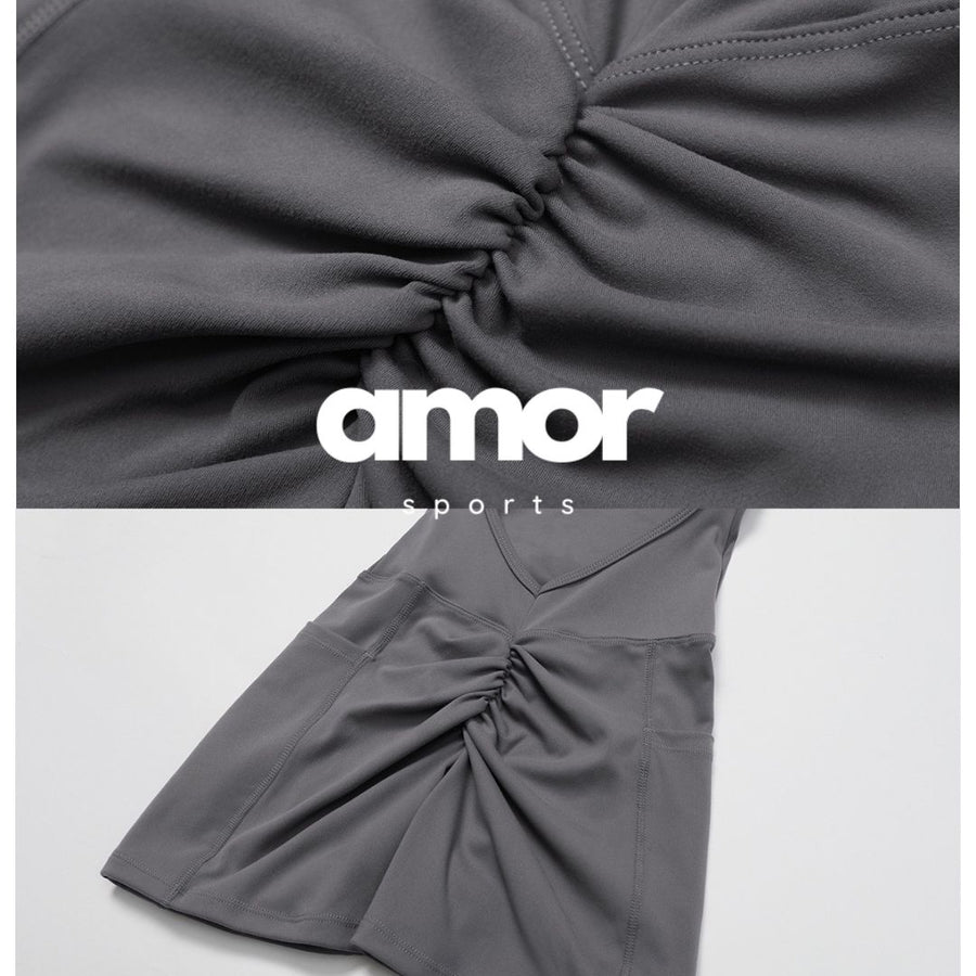 BILLI Scrunched V-Back Romper - Grey