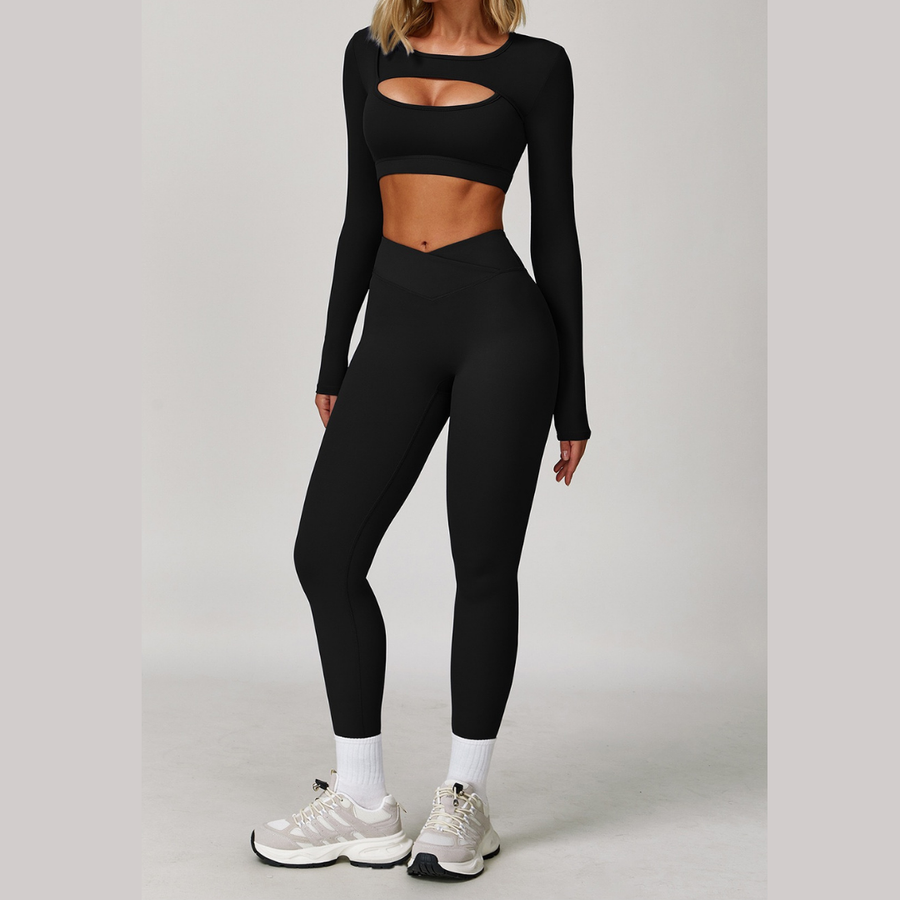 Cici Stylish Long Sleeve Legging Set - Black