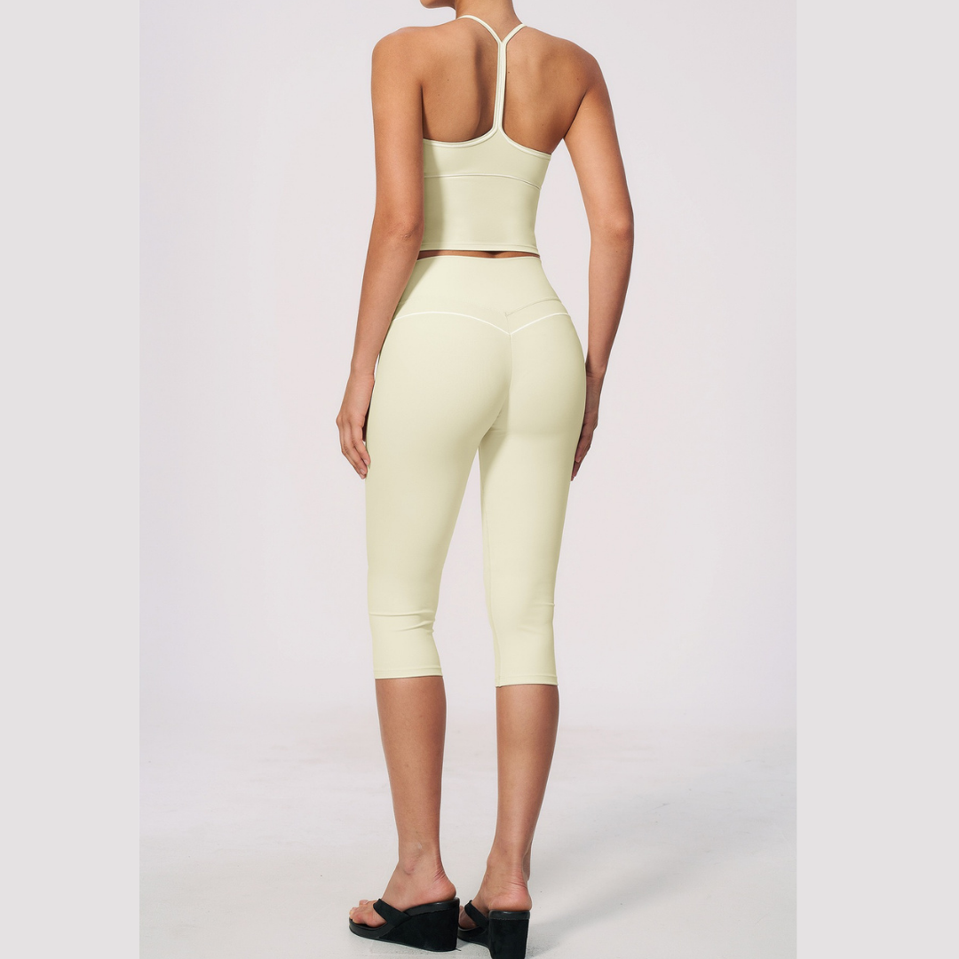 Andy Strappy Cropped Legging Set - Cream White