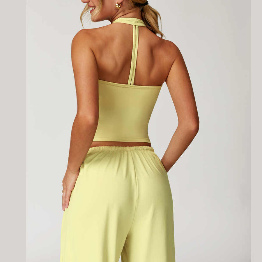 Σετ Κολάν με Φλατ Γιλέκο Aspasia - Κίτρινο