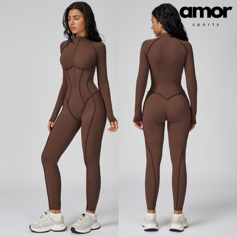 Elena Fall Winter Stylish Jumpsuit - Coffee