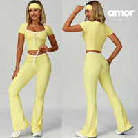 YOYO Flared Legging Set - Lemon