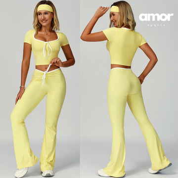 YOYO Flared Legging Set - Lemon