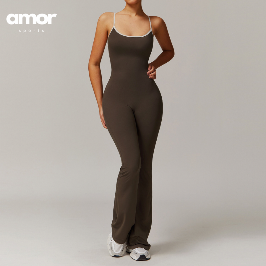 CELIN Sexy Backless Jumpsuit - Coffee