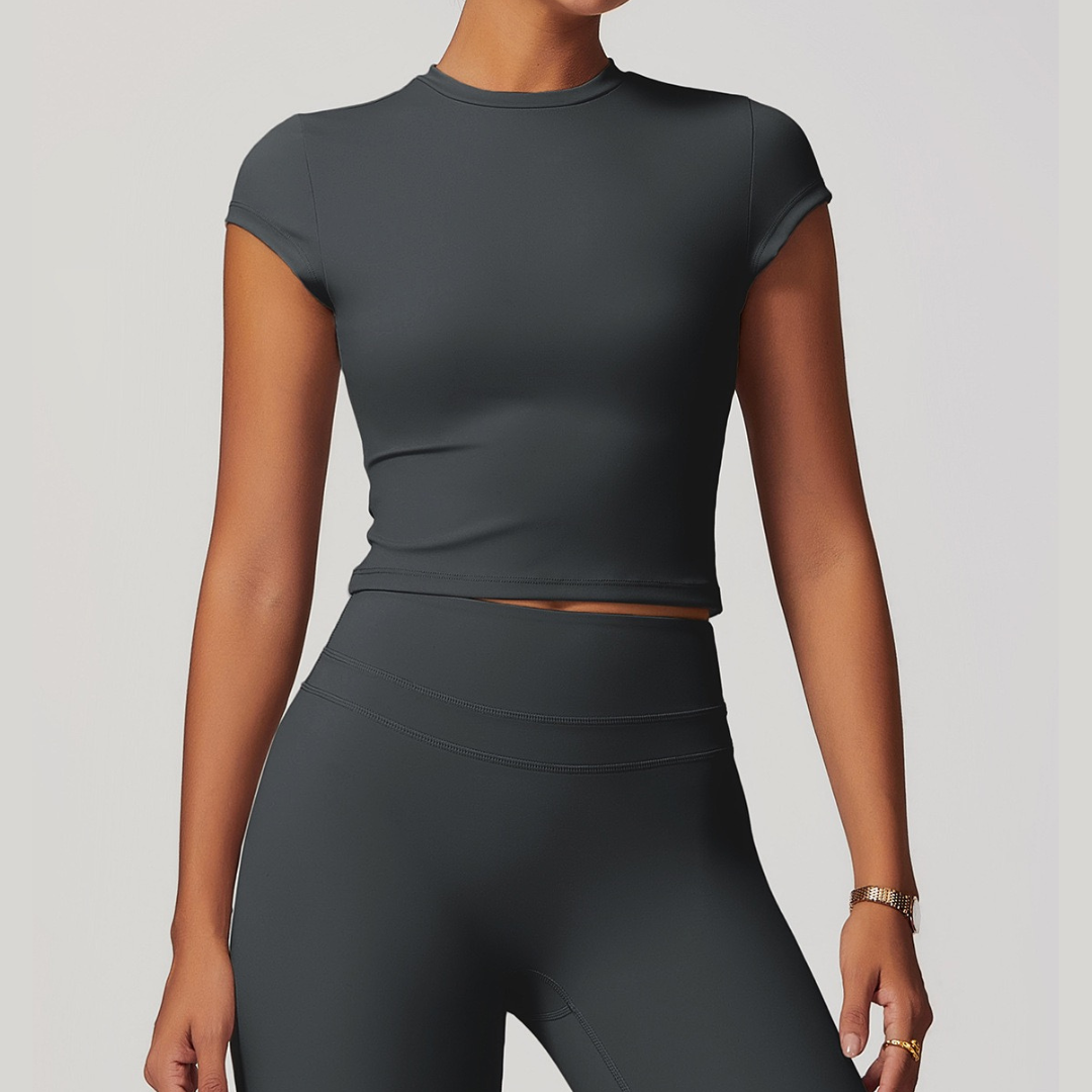 STELLA Premium Short Sleeve Top - Dark Grey